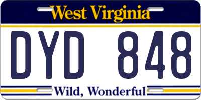 WV license plate DYD848