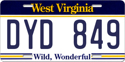 WV license plate DYD849