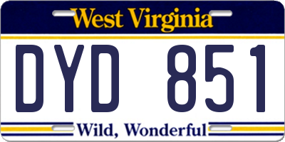 WV license plate DYD851