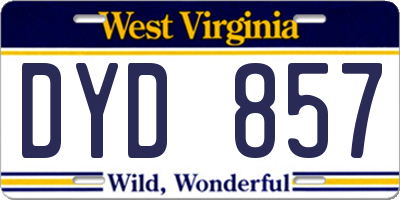 WV license plate DYD857