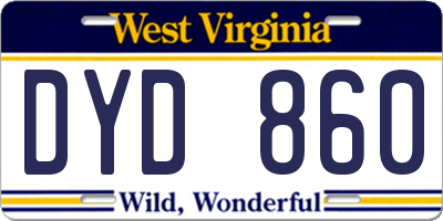 WV license plate DYD860