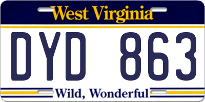 WV license plate DYD863