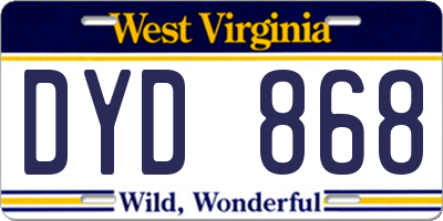 WV license plate DYD868
