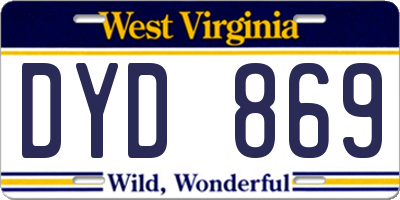 WV license plate DYD869
