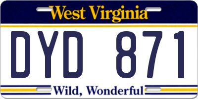 WV license plate DYD871