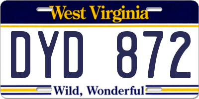 WV license plate DYD872