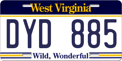 WV license plate DYD885