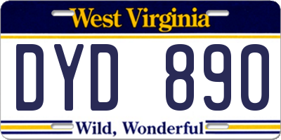 WV license plate DYD890
