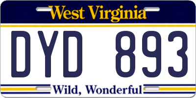 WV license plate DYD893