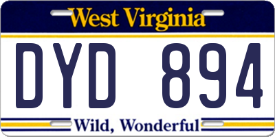 WV license plate DYD894
