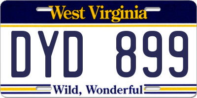 WV license plate DYD899