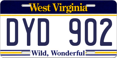 WV license plate DYD902