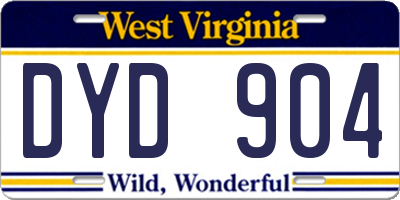 WV license plate DYD904
