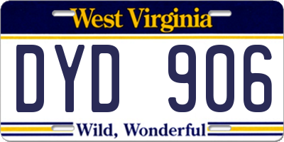WV license plate DYD906