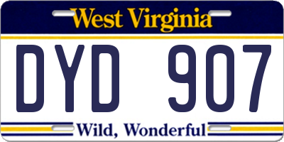 WV license plate DYD907