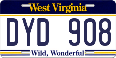 WV license plate DYD908