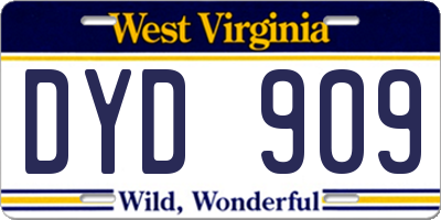 WV license plate DYD909
