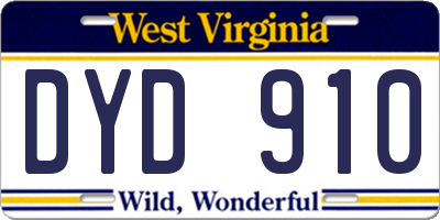 WV license plate DYD910
