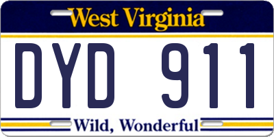 WV license plate DYD911