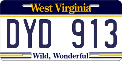 WV license plate DYD913