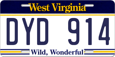 WV license plate DYD914
