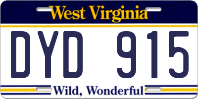 WV license plate DYD915