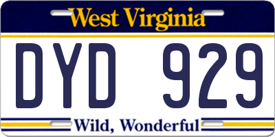 WV license plate DYD929