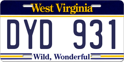 WV license plate DYD931