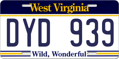 WV license plate DYD939