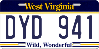 WV license plate DYD941