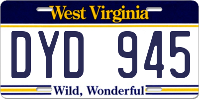 WV license plate DYD945