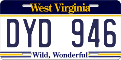 WV license plate DYD946