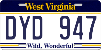WV license plate DYD947
