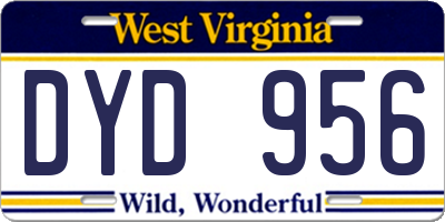 WV license plate DYD956