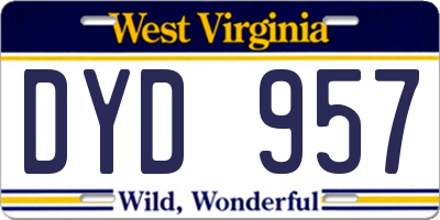 WV license plate DYD957