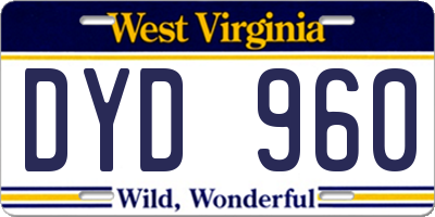 WV license plate DYD960