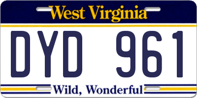 WV license plate DYD961