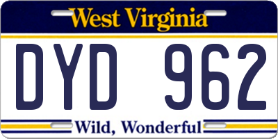 WV license plate DYD962