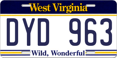 WV license plate DYD963