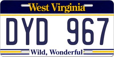 WV license plate DYD967
