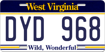 WV license plate DYD968