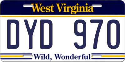 WV license plate DYD970