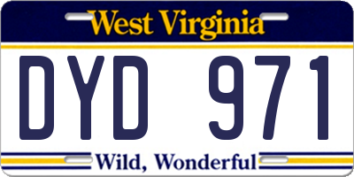 WV license plate DYD971