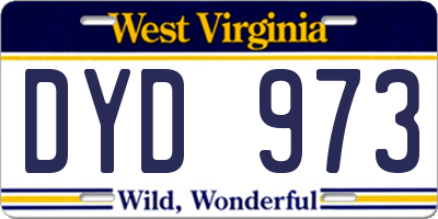 WV license plate DYD973
