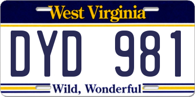 WV license plate DYD981