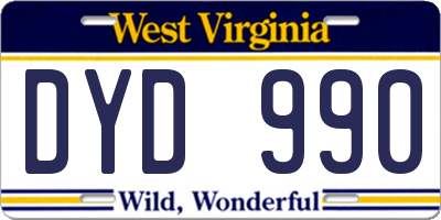 WV license plate DYD990