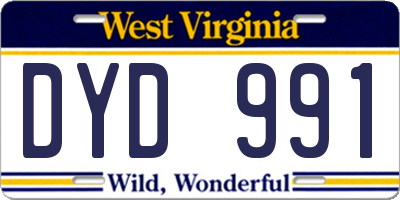 WV license plate DYD991