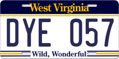 WV license plate DYE057
