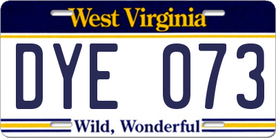 WV license plate DYE073
