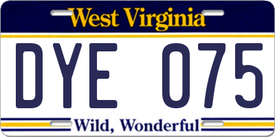 WV license plate DYE075
